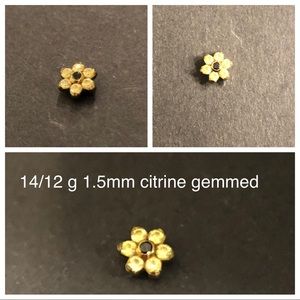 12/14g threaded Anatometal citrine flower